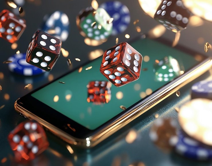 Galactic Gems slot interface showing space-themed symbols and spin button on mobile screen